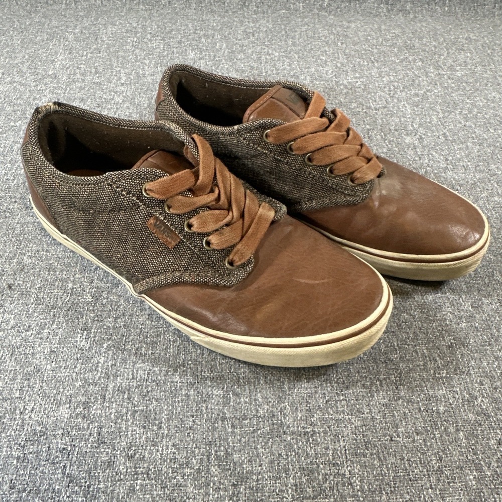Vans Chauffeur Brown Leather Canvas Skate Shoes Mens Size 10 Casual Sneakers‎
